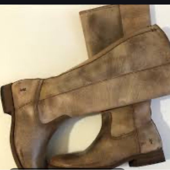 Frye Brown Leather Knee-High Boots, Frye Tan Leather Boots, Frye Melissa Size 9 - Picture 3 of 16